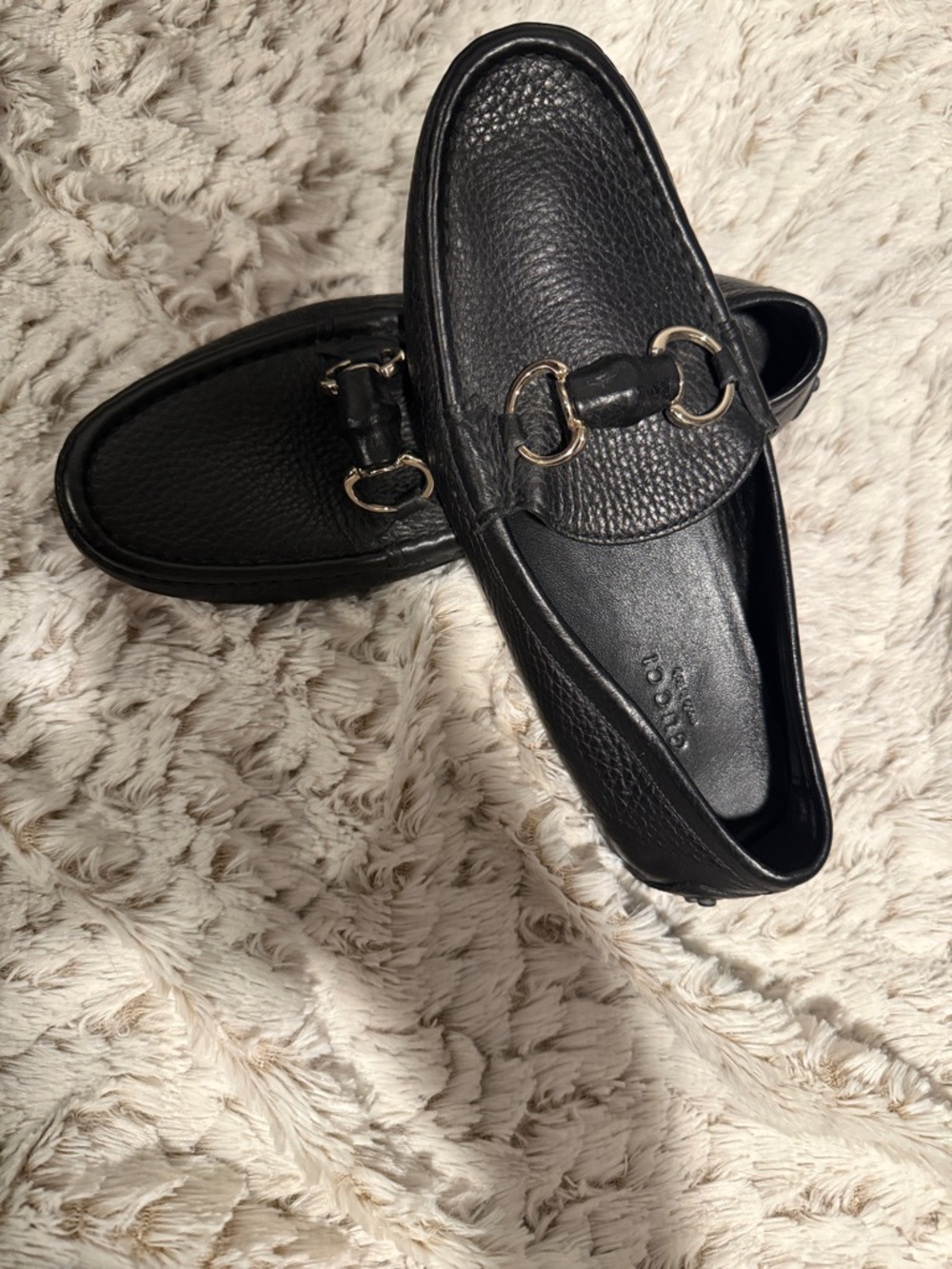 Gucci Black Leather Horsebit Loafers